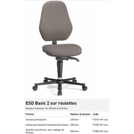 CHAISE ESD BASIC ROULETTES CONTACT PERMANENT TISSU NOIR CHAISE ESD BASIC ROULETTES CONTACT PERMANENT TISSU NOIR