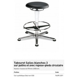 TABOURET SALLE BLANCHE PATINS + REPOSE PIED CIRCU. CUIR SYNTH SKAI NOIR ESD TABOURET SALLE BLANCHE PATINS + REPOSE PIED CIRCU. CUIR SYNTH SKAI NOIR ESD