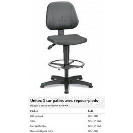 CHAISE PRODUCTION UNITEC PATINS + REPOSE-PIEDS MOUSSE INTEGRALE NOIRE